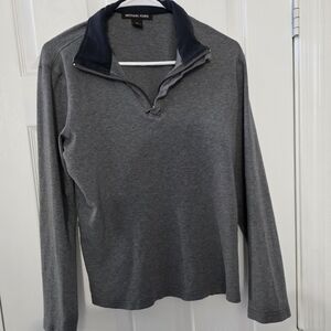 Michael Kors Mens 1/4 Zip Charcoal Heather Shirt